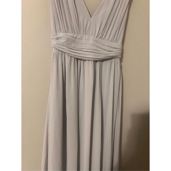 Lulus Size XS Thoughts Of Hue Light Grey Surplice Maxi Dress High Slit Formal - Picture 8 of 14